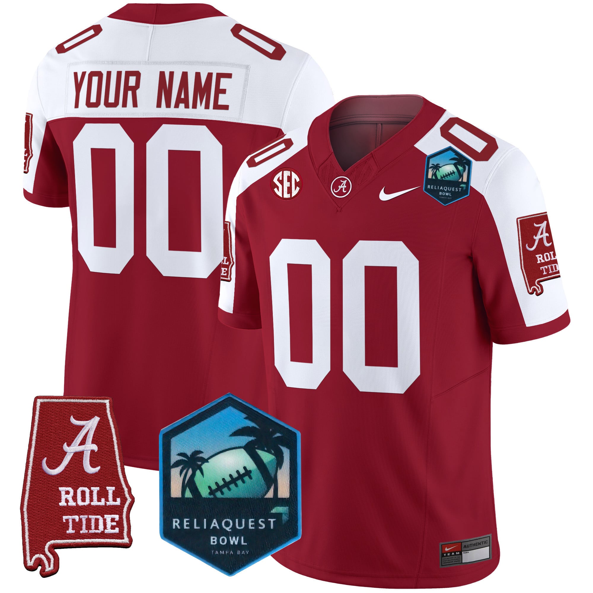 Alabama Crimson Tide 2025 ReliaQuest Bowl Patch Vapor Limited Custom Jersey - All Stitched