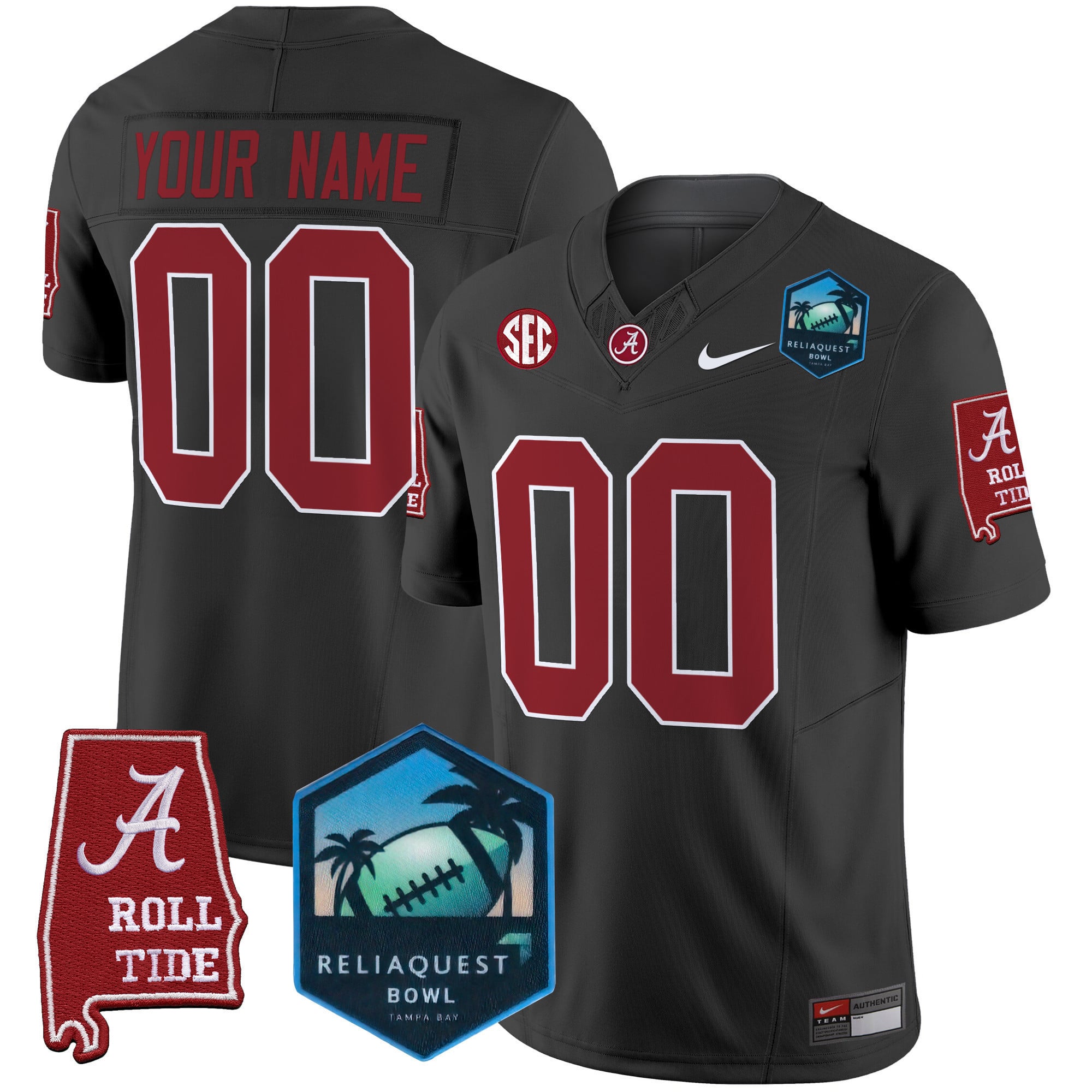 Alabama Crimson Tide 2025 ReliaQuest Bowl Patch Vapor Limited Custom Jersey - All Stitched